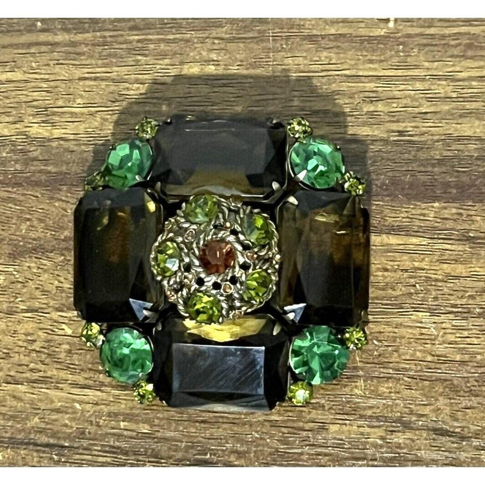 Vintage Rare multicolor Large Brooch uniqe rhinestones open back